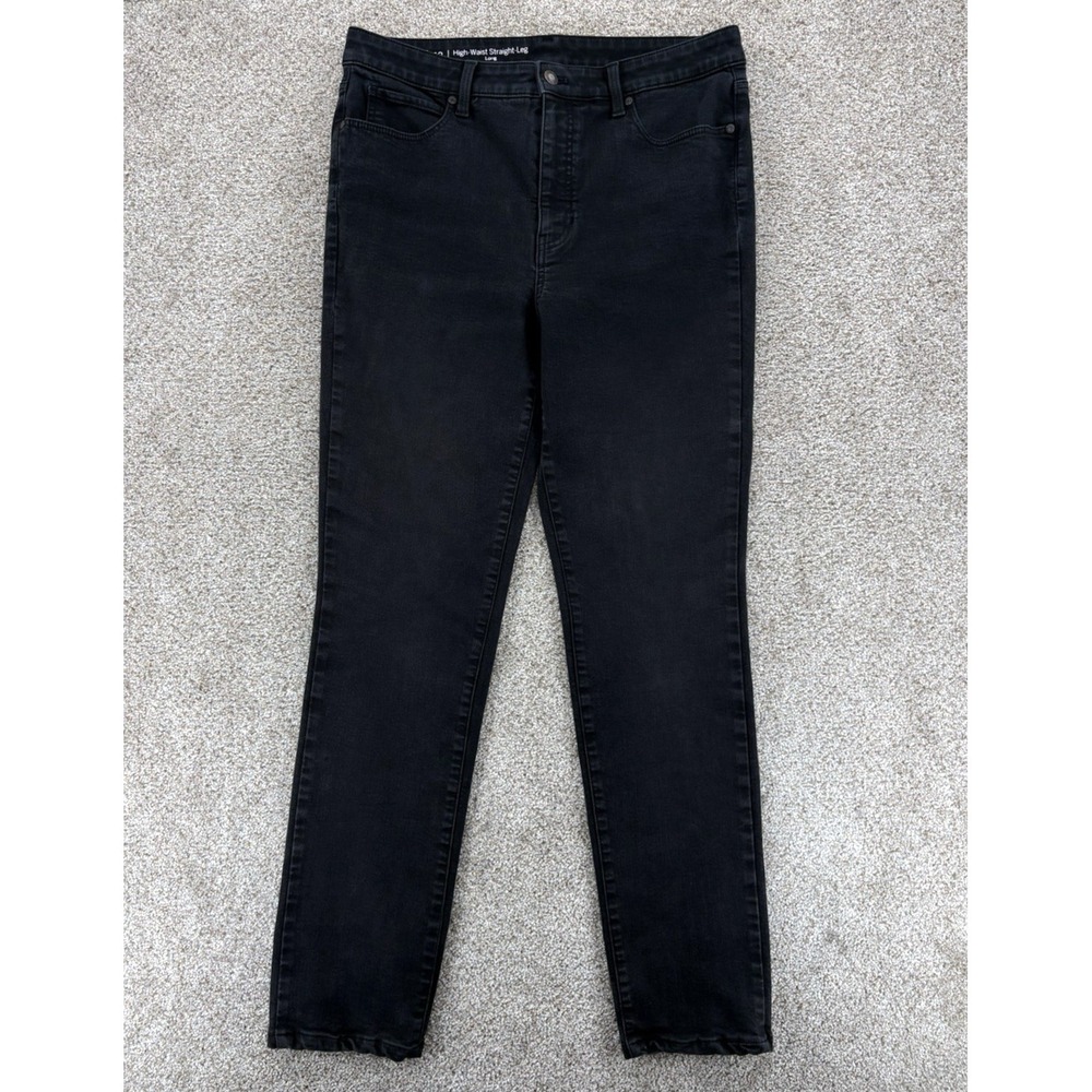 Talbots Flawless High-Waist Straight-Leg Jean Womens 12 Long Black Stretch Denim